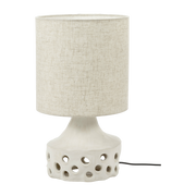 White stoneware table lamp with beige shade Oya 02 - Serax