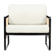 Poltrona in legno nero con tessuto loop bianco Cannage - RED Edition