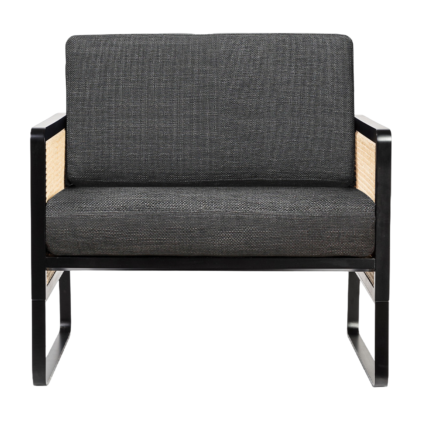 Black wood and anthracite fabric armchair Cannage - RED Edition