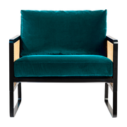 Fauteuil en bois noir et velours bleu canard Cannage - RED Edition