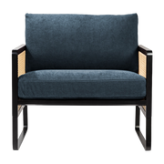 Sillón de madera negra y tela azul tormenta Cannage - RED Edition