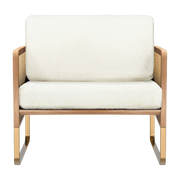 Sillón de madera natural y tela rizada blanca Cannage - RED Edition