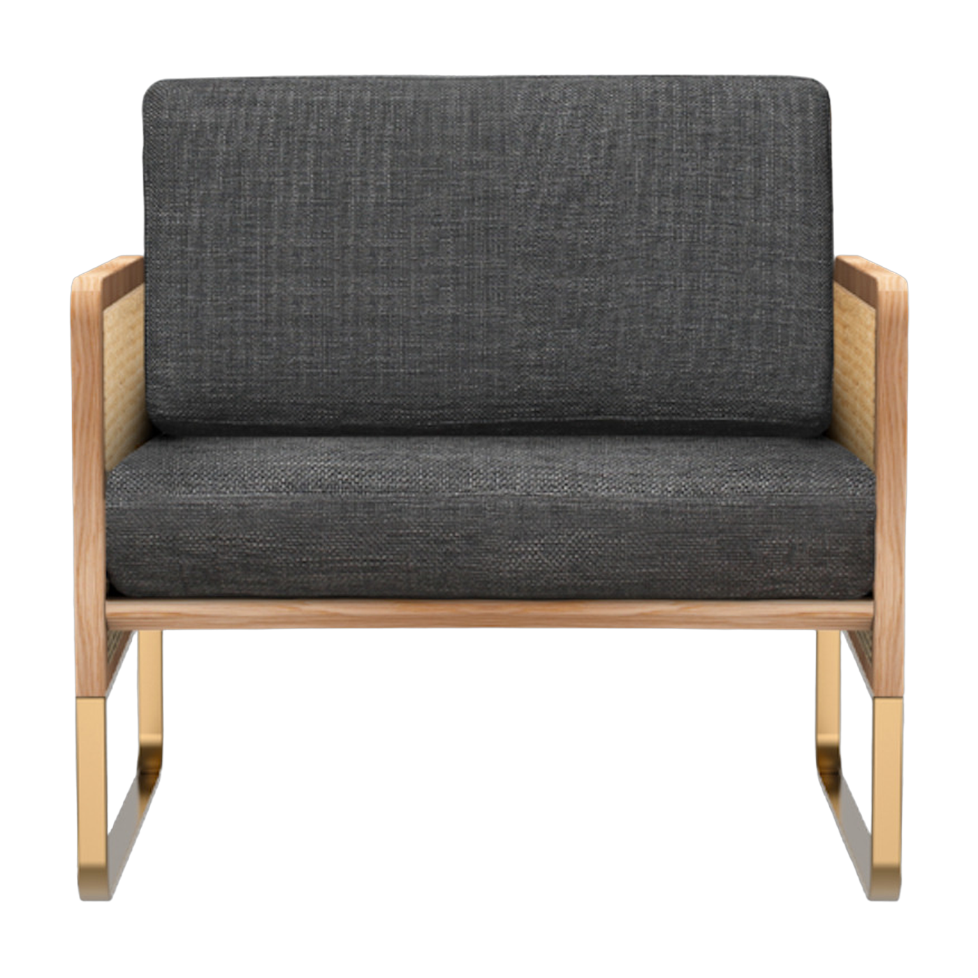 Armchair in natural wood and anthracite fabric Cannage - RED Edition