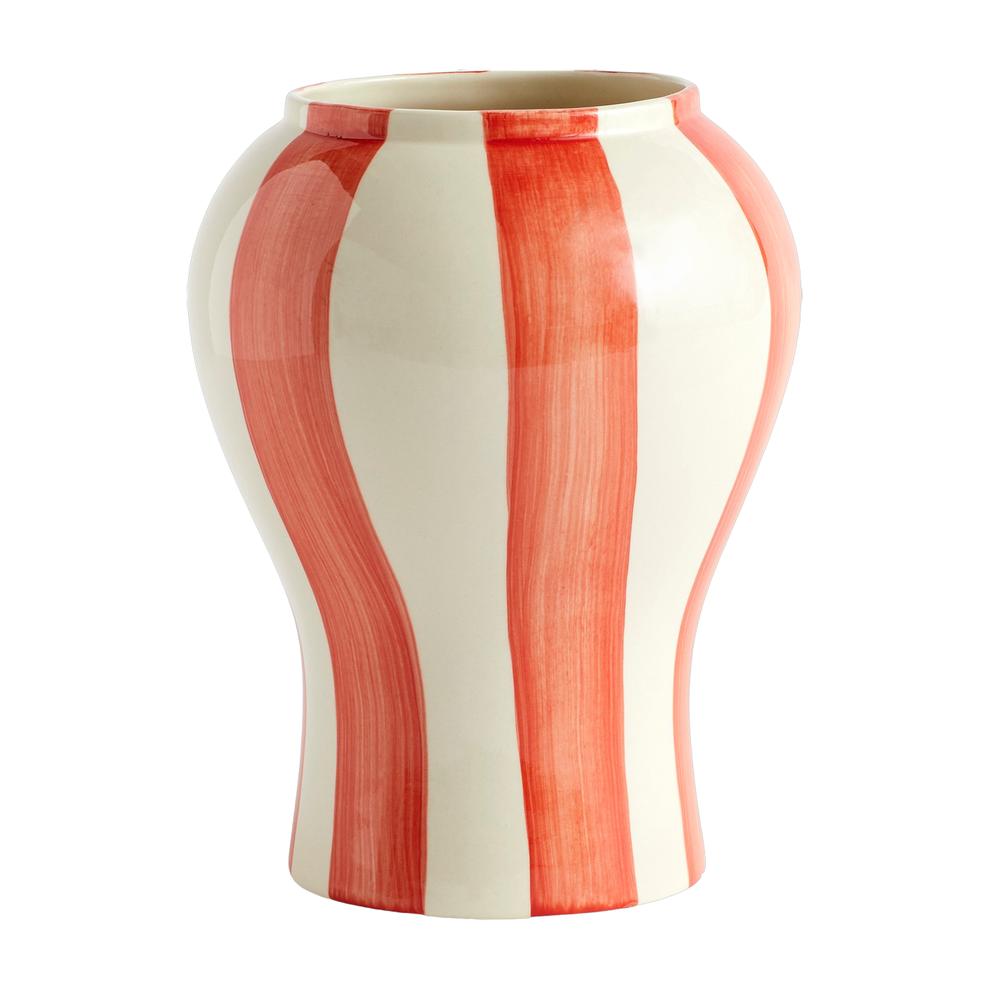 Vase in ceramica a righe rosso-arancio Sobremesa S - Hay