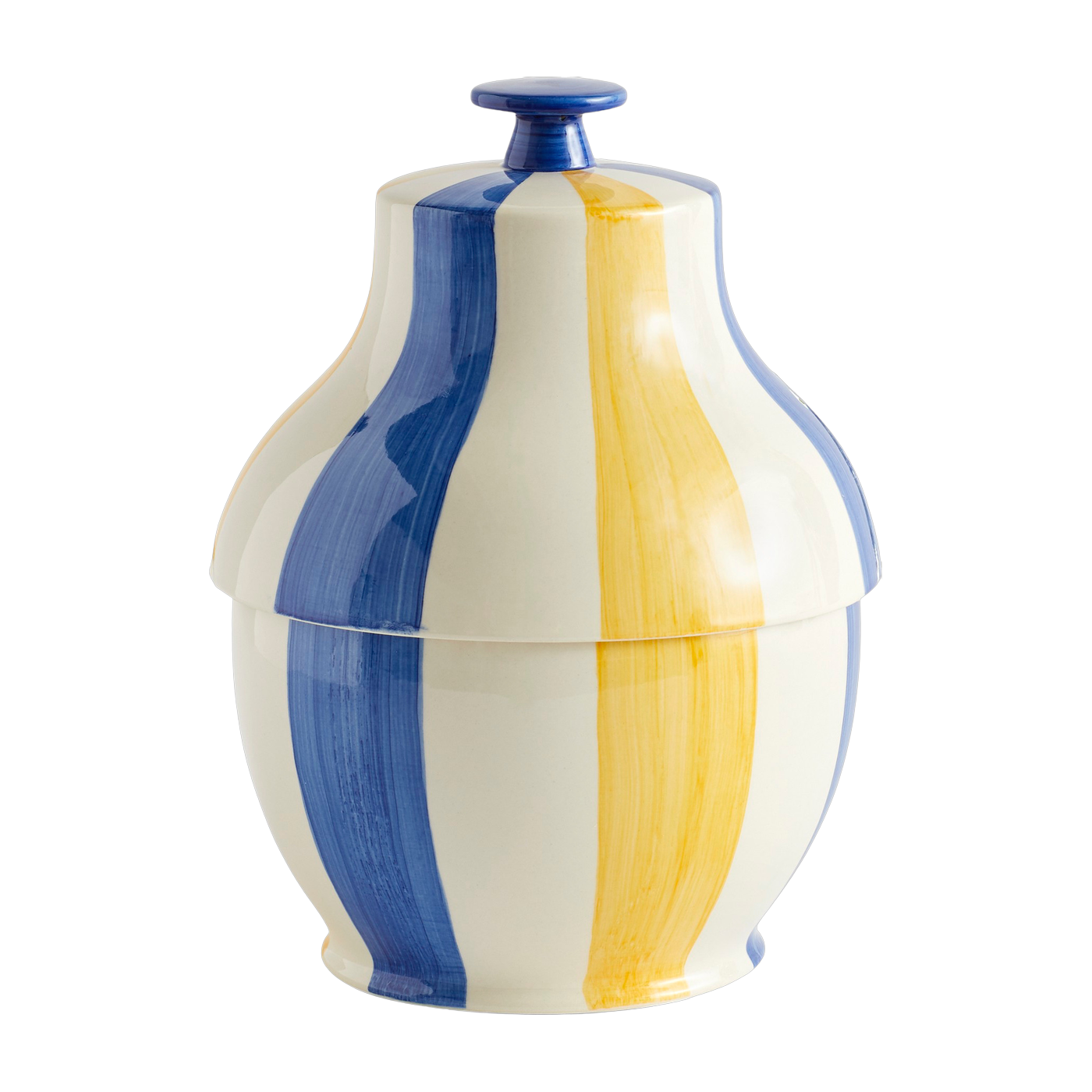 Pot en porcelaine rayé bleu et jaune Sobremesa - Hay