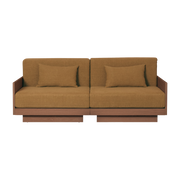 2-Sitzer-Sofa aus Eiche mit Walnuss-Effekt und Curry-Leinen Georges die elegante -. Gabrielle Paris
