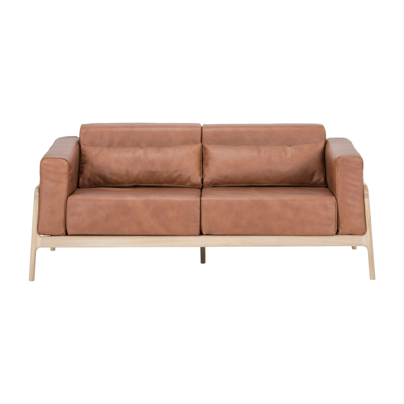 Divano a 2 posti in rovere e pelle whisky Fawn - Gazzda