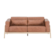 2-Sitzer-Sofa aus Eiche und Whisky-Leder Fawn -. Gazzda