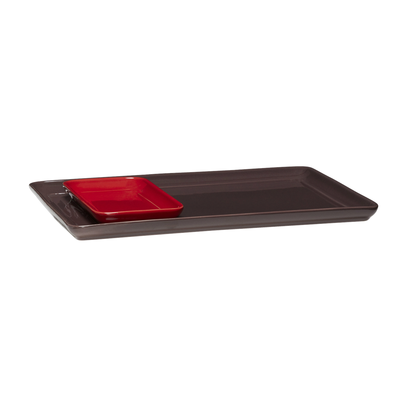 2 Plateaux rectangulaires en poudre de pierre rouge Amare - Hübsch