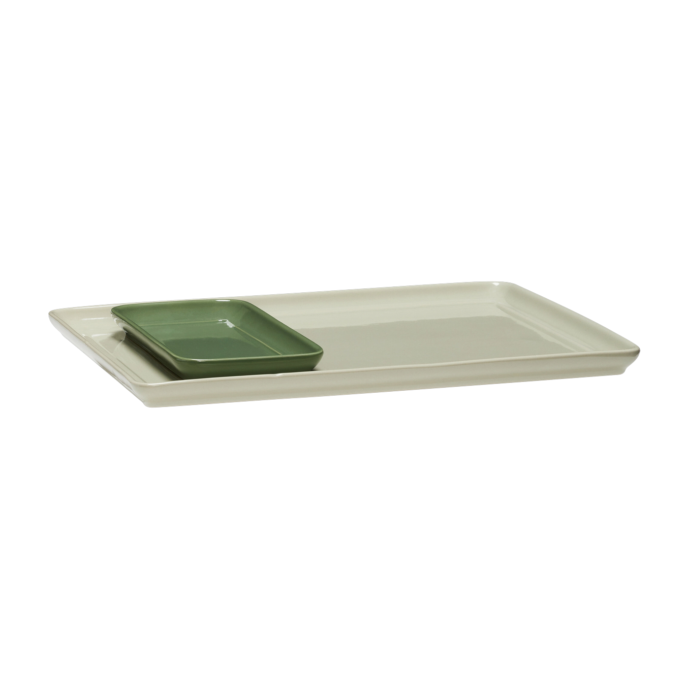 2 Plateaux rectangulaire en poudre de pierre vert Amare - Hübsch