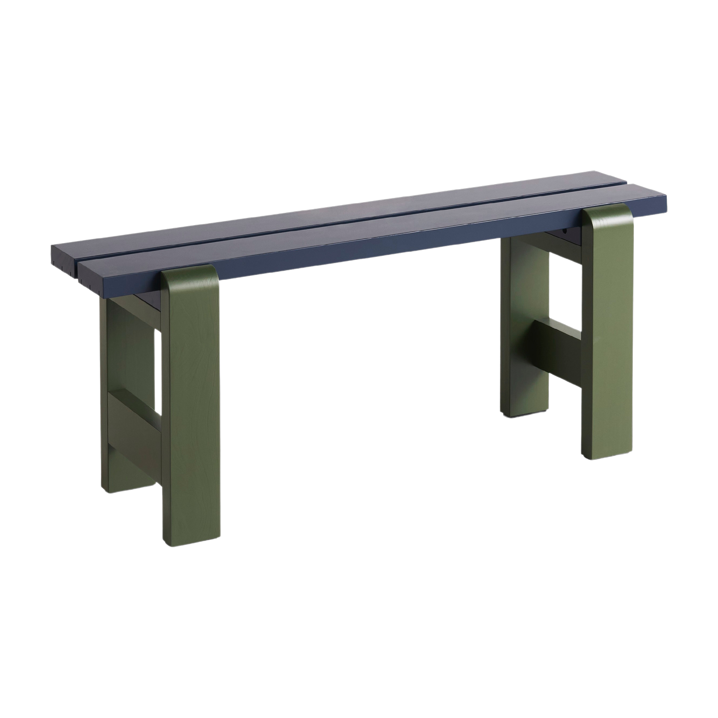 Banc duo en pin laqué bleu métal et olive 111 x 23 x 45 cm Weekday - Hay