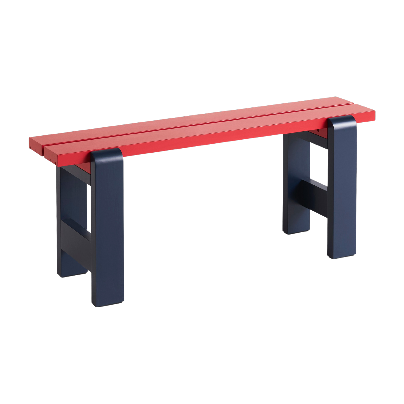 Banc duo en pin laqué vin rouge et bleu métal 111 x 23 x 45 cm Weekday - Hay