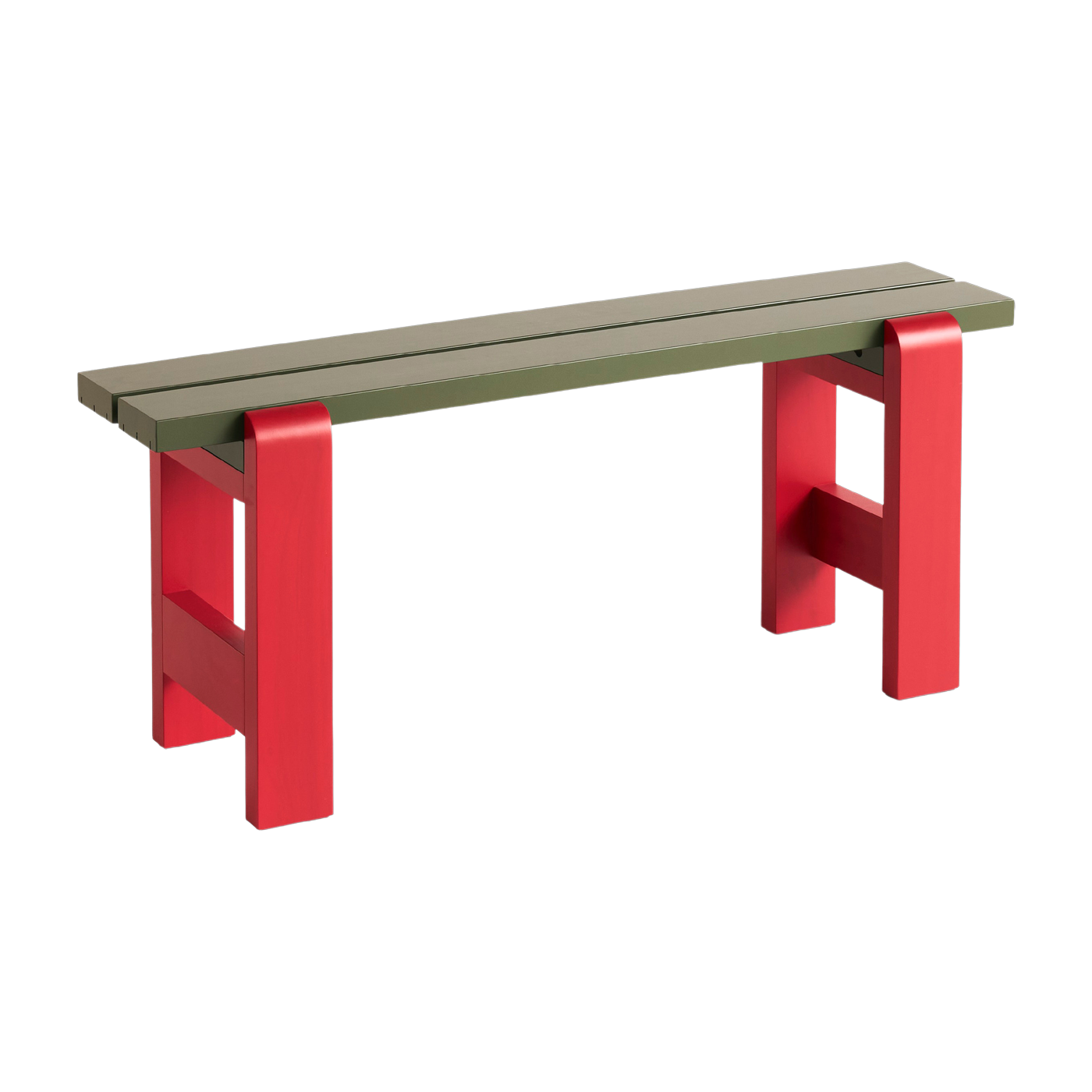 Banc duo en pin laqué olive et vin rouge 111 x 23 x 45 cm Weekday - Hay