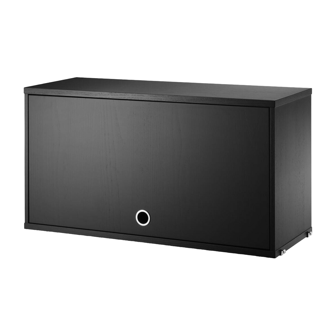 Piedistallo in legno nero con porta a soffietto. String