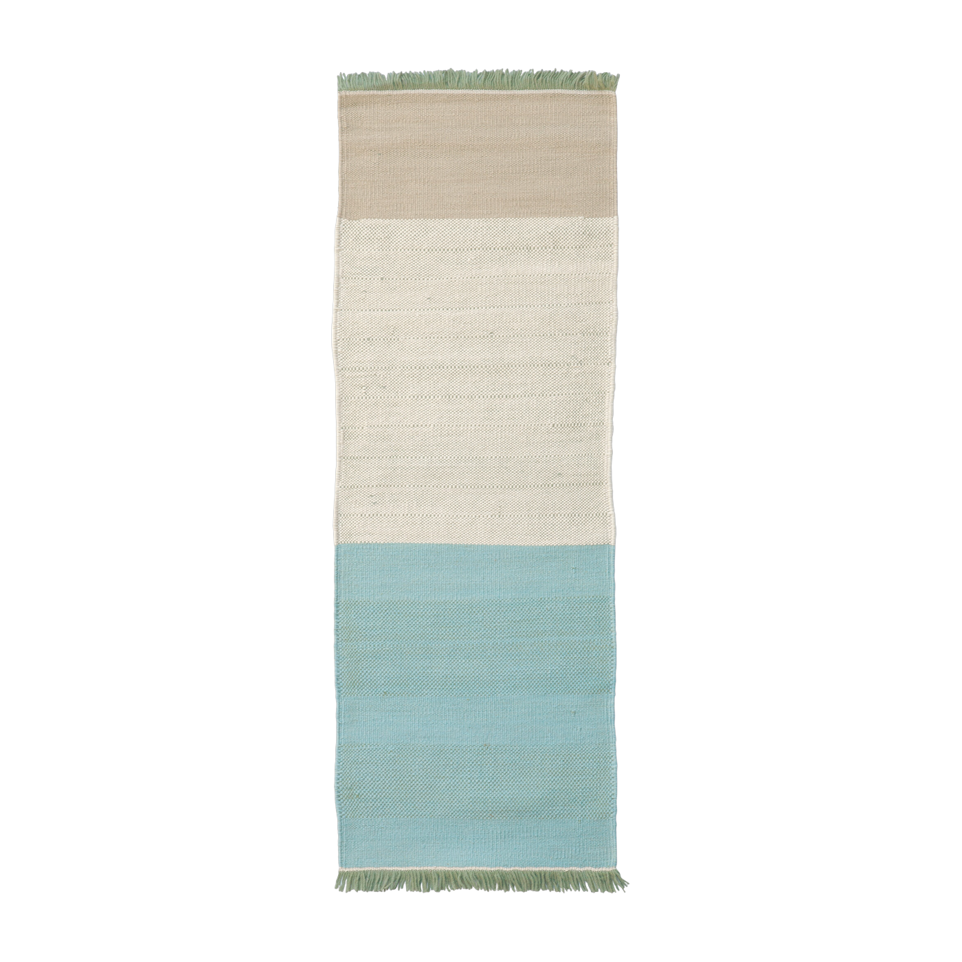 Tappeto da sala in lana dhurrie verde turchese 80 x 240 cm Tres Stripes - Nanimarquina