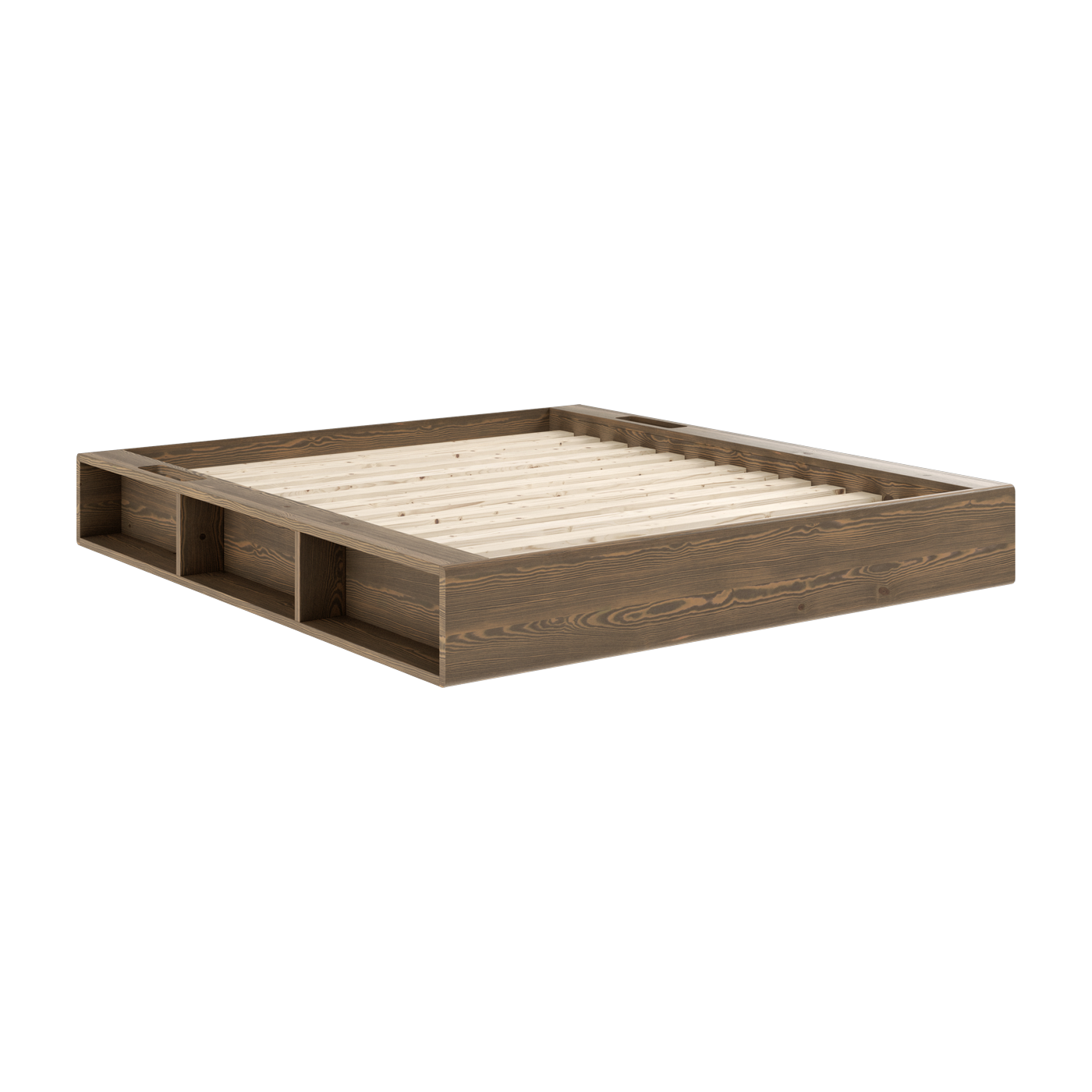 سرير من الصنوبر الملمع بني غامق والقماش 160 × 200 سم Ziggy - Karup Design