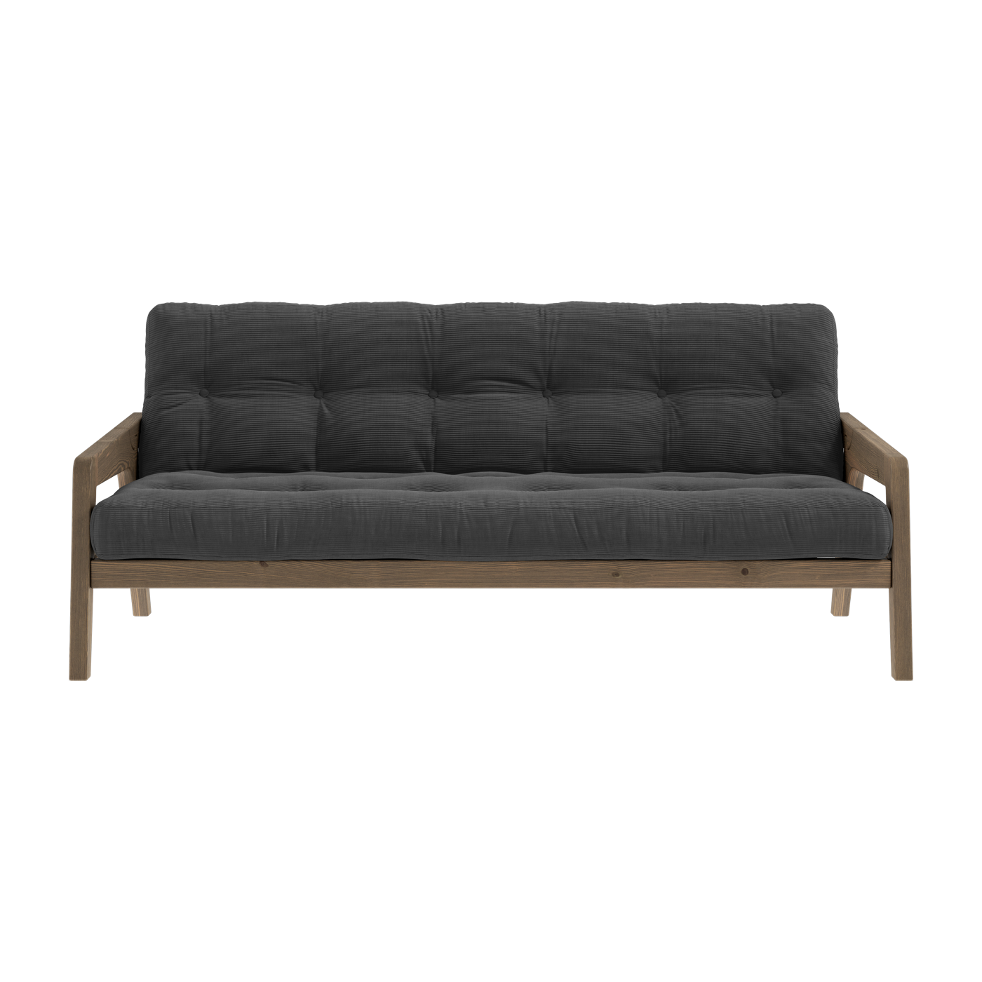 Sofa bed in dark brown lacquered pine and black velvet charbon 204 x 130 cm Grab - Karup Design