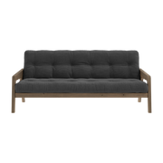 Sofá cama de madera de pino laqueada marrón oscuro y terciopelo negro carbón 204 x 130 cm Grab - Karup Design