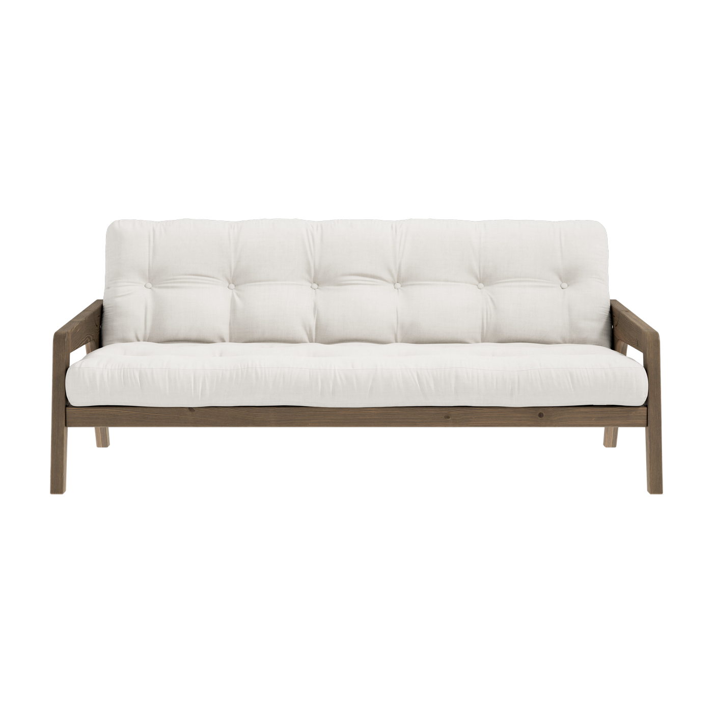 Divano letto in legno di pino laccato marrone scuro e tessuto naturale 204 x 130 cm Grab - Karup