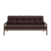 Sofá cama de madera de pino laqueada marrón oscuro y tela marrón 204 x 130 cm Grab - Karup Design