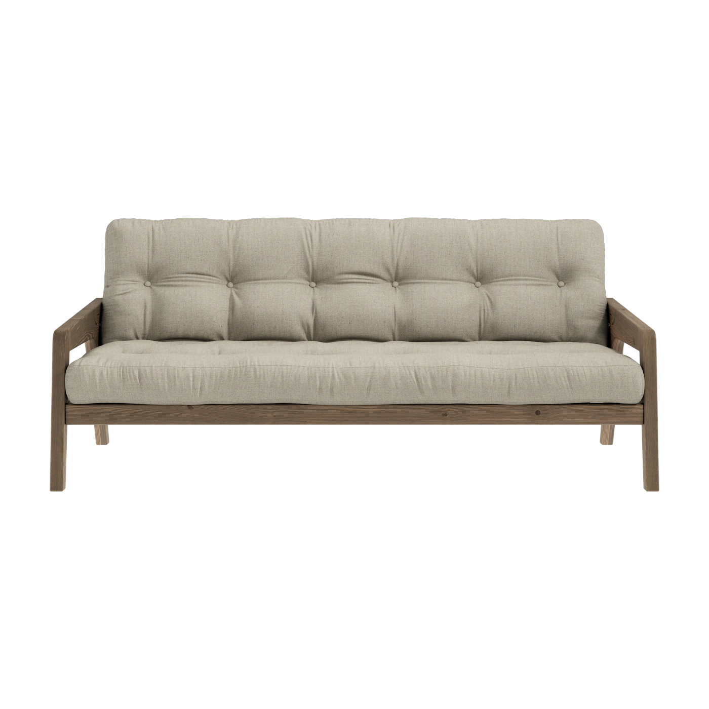 Sofa-bed in dark brown lacquered pine and linen fabric 204 x 130 cm Grab - Karup Design