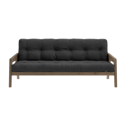 Sofa bed in dark brown lacquered pine and dark grey fabric 204 x 130 cm Grab - Karup Design