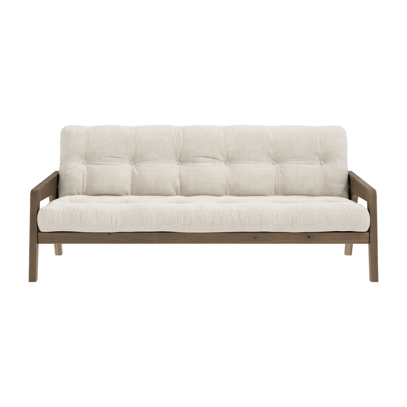Divano letto in legno di pino laccato marrone scuro e velluto avorio 204 x 130 cm Grab - Karup