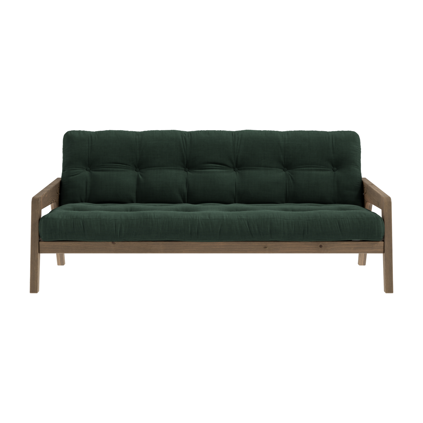 Divano-letto in legno di pino laccato marrone scuro e velluto verde alga 204 x 130 cm Grab - Karup Design