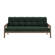Schlafsofa aus dunkelbraun lackiertem Kiefernholz und algengrünem Velours 204 x 130 cm Grab -. Karup Design