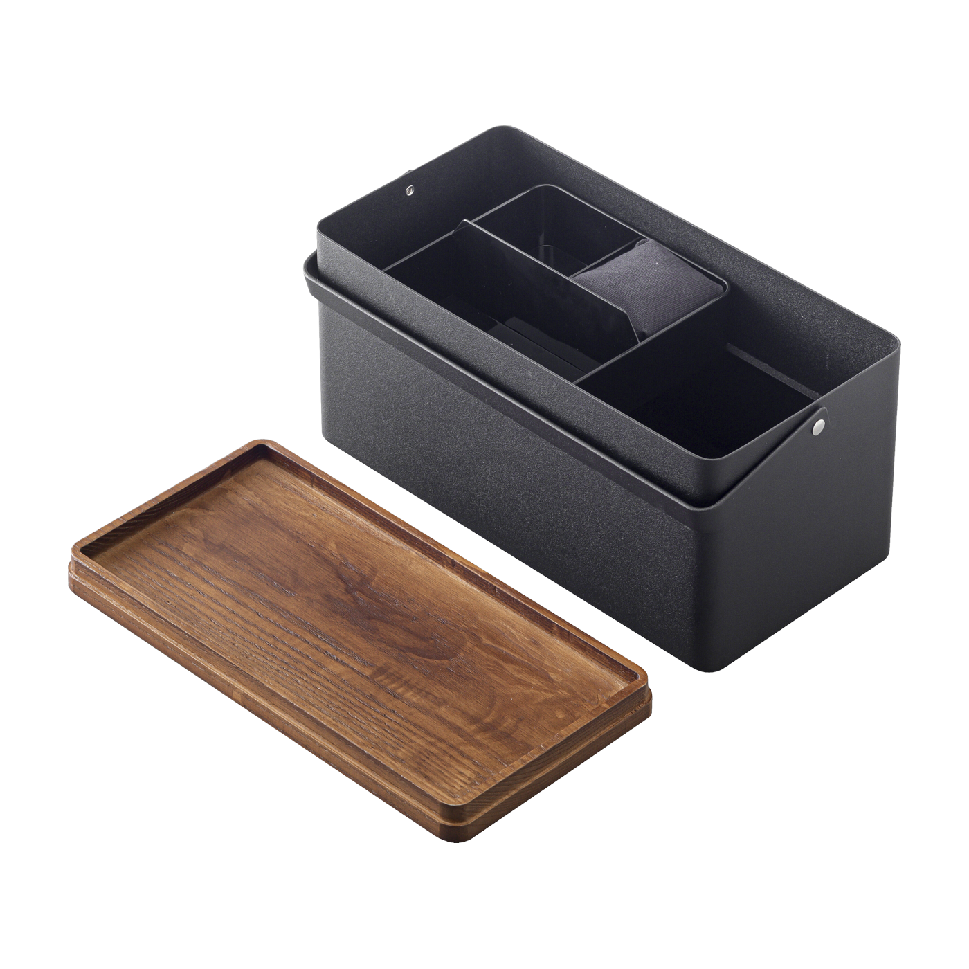 Tower steel and wood sewing box - black Yamazaki