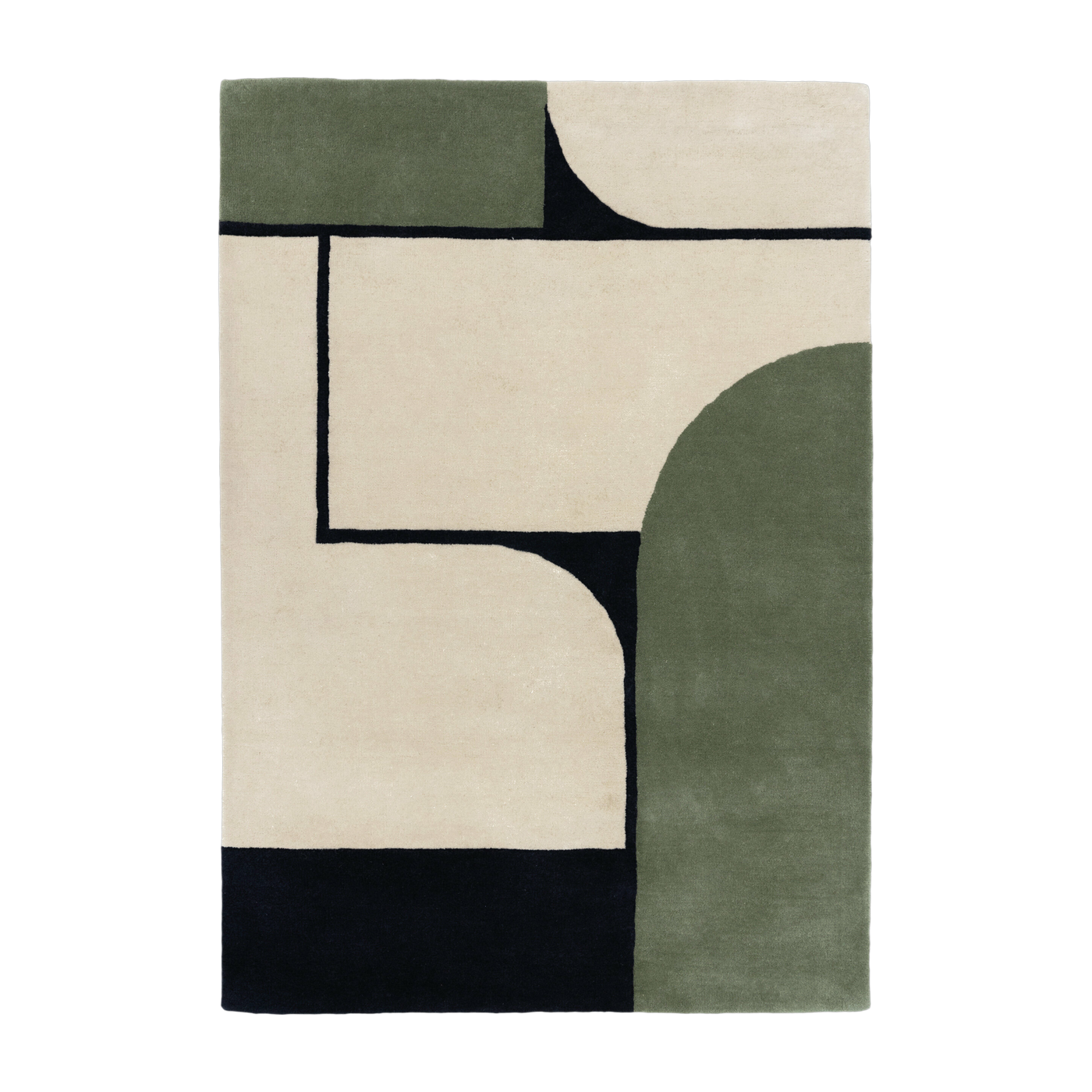 Tapis rectangulaire en laine blanc, kaki et noir 230x160 cm Strada - Edito