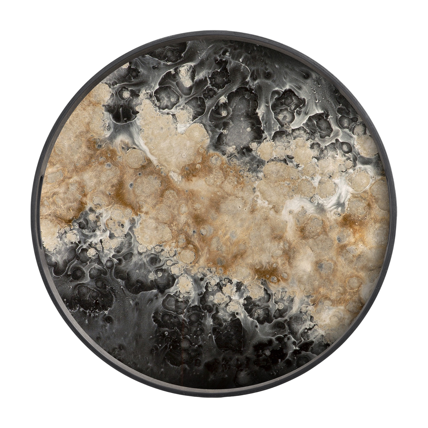 Plateau rond en verre noir 48 cm Organic - Ethnicraft Accessories