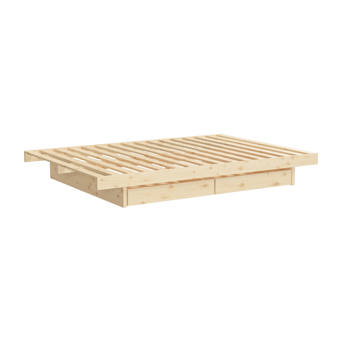 Sommier avec 2 tiroirs en pin naturel 160x200cm Kanso - Karup Design
