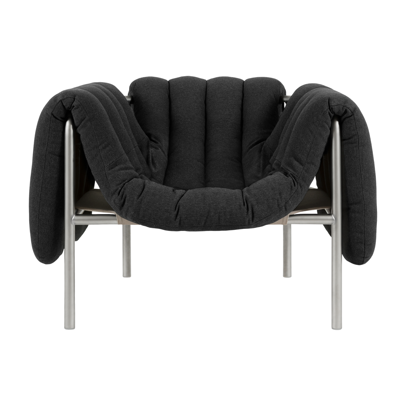 Sillón de salón de algodón antracita y acero Puffy - Hem