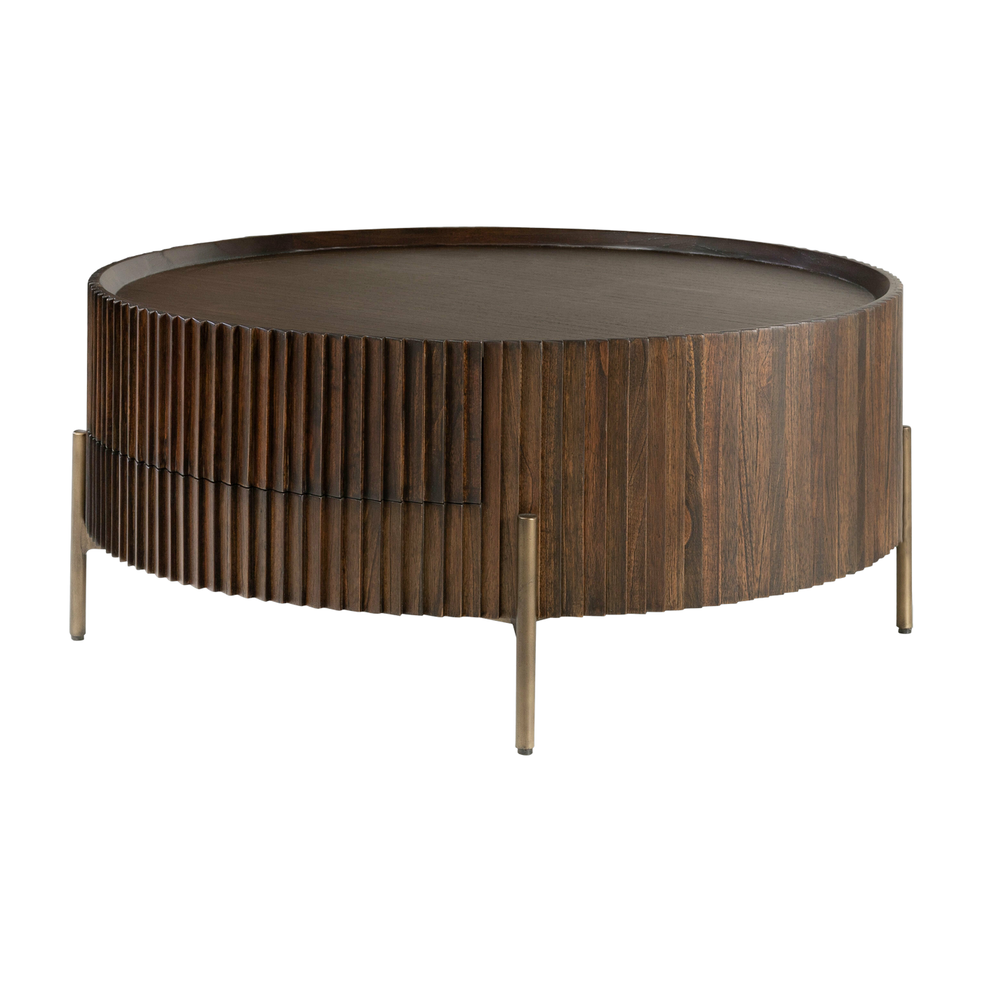 Mesa de centro ronde en madera marrón 90 x 40 cm Pogoro - Versmissen