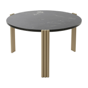 Coffee table in beige steel and black marbre 60 cm Tribus - AYTM