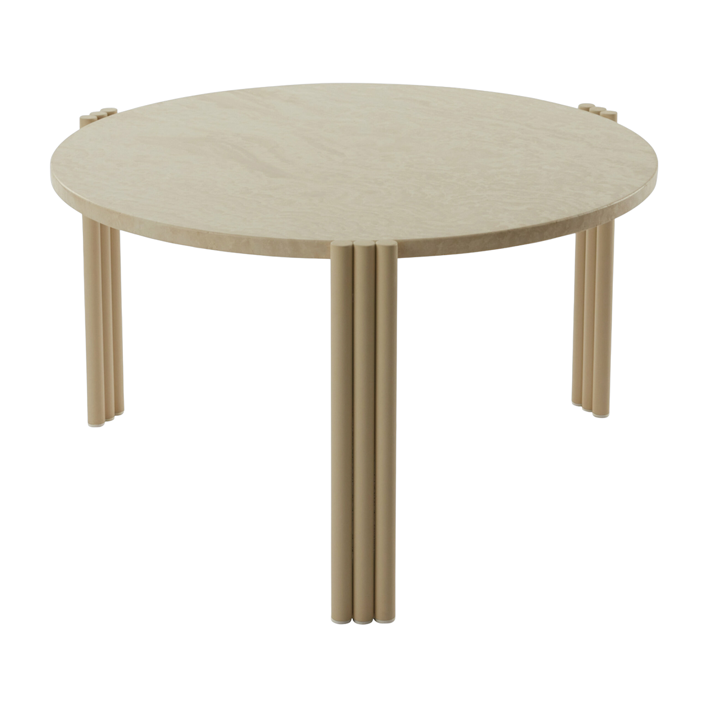 Tavolino in acciaio beige e travertino 45 x 80 cm Tribus - AYTM