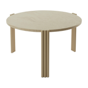 Table basse ronde en acier beige et travertin 35 x 60 cm Tribus - AYTM