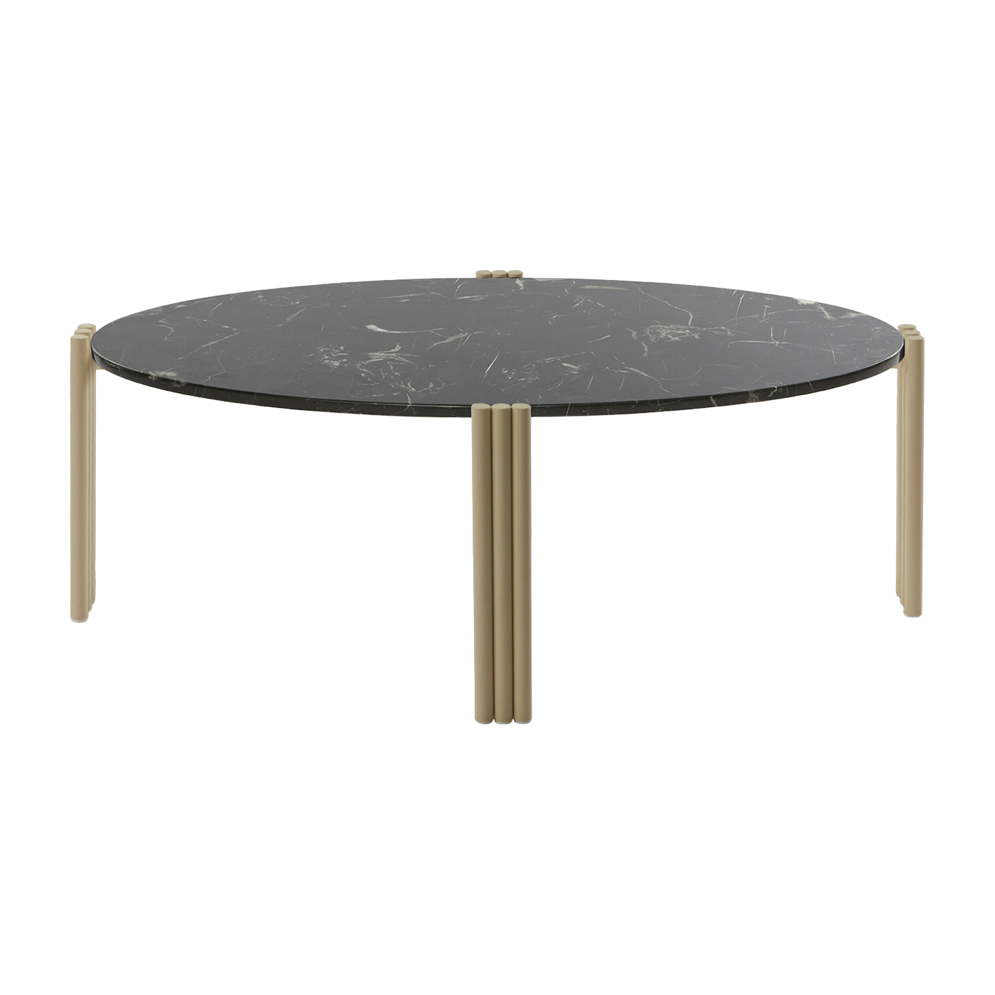 Tavolino ovale in acciaio beige e nero marbre 92, 4 x 47, 6 cm Tribus - AYTM