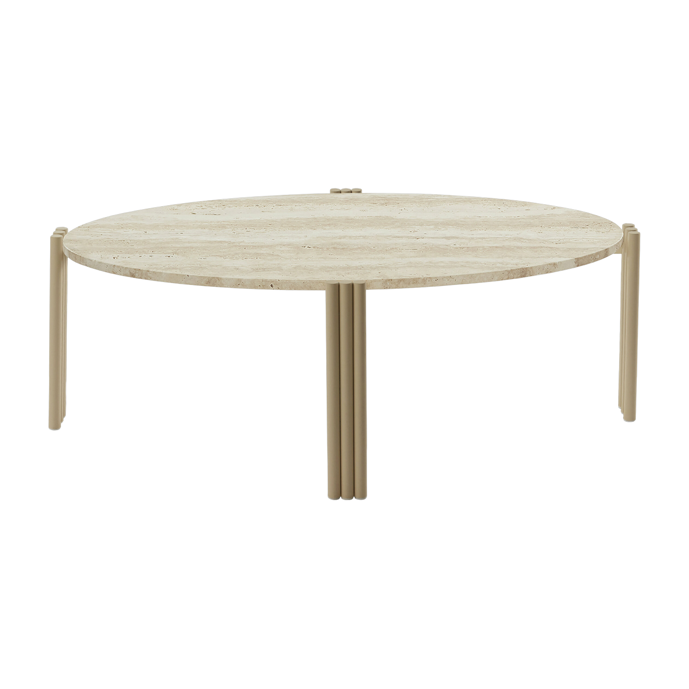Table basse ovale en acier beige et travertin 92,4 x 47,6 cm Tribus - AYTM