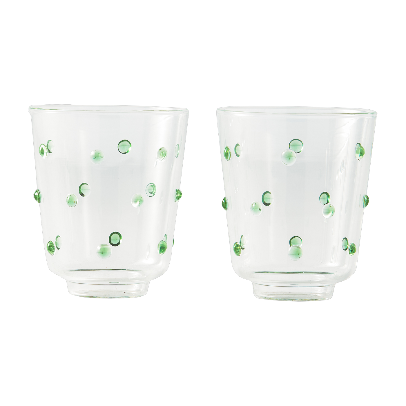 2 vasos de agua Nob de cristal transparente con pomos verde oliva, 8, 5 x 10 cm Pols Potten