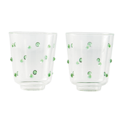 2 Nob clear glass water glasses with olive green knobs, 8. 5 x 10 cm Pols Potten