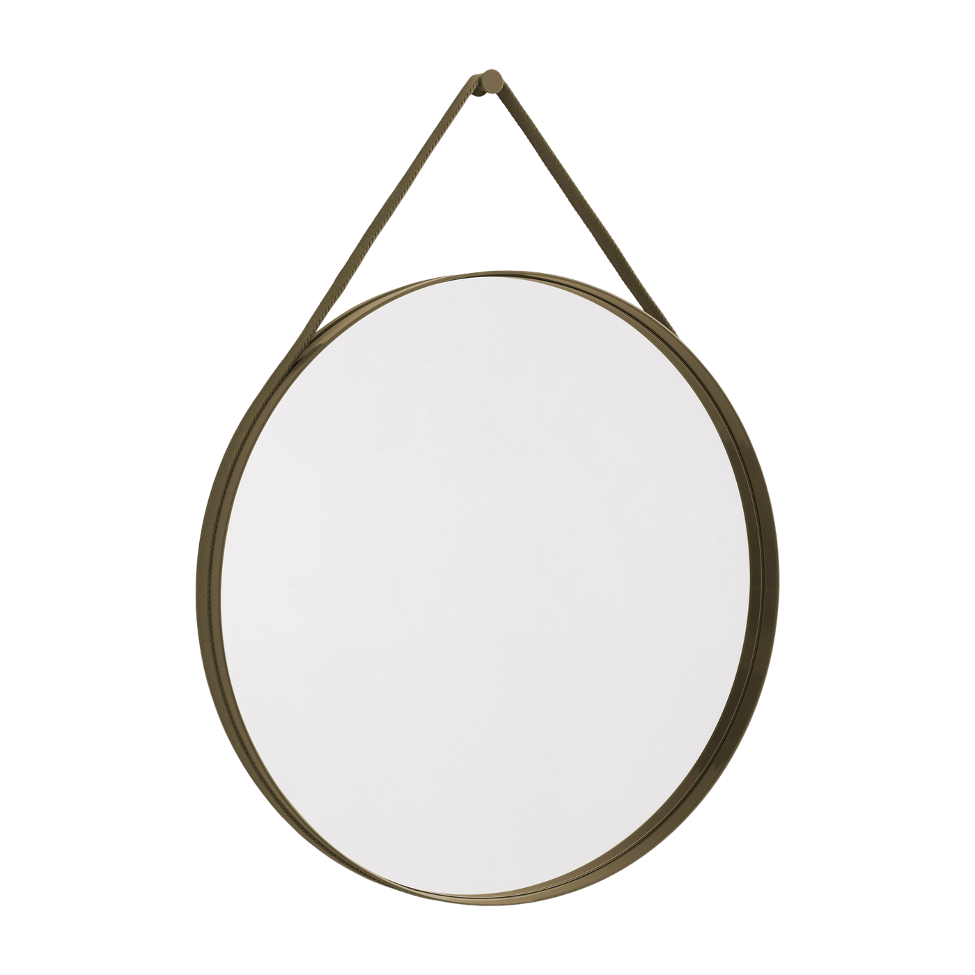 Light brown round steel mirror 70 cm Strap - Hay