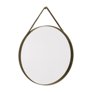 Light brown round steel mirror 70 cm Strap - Hay