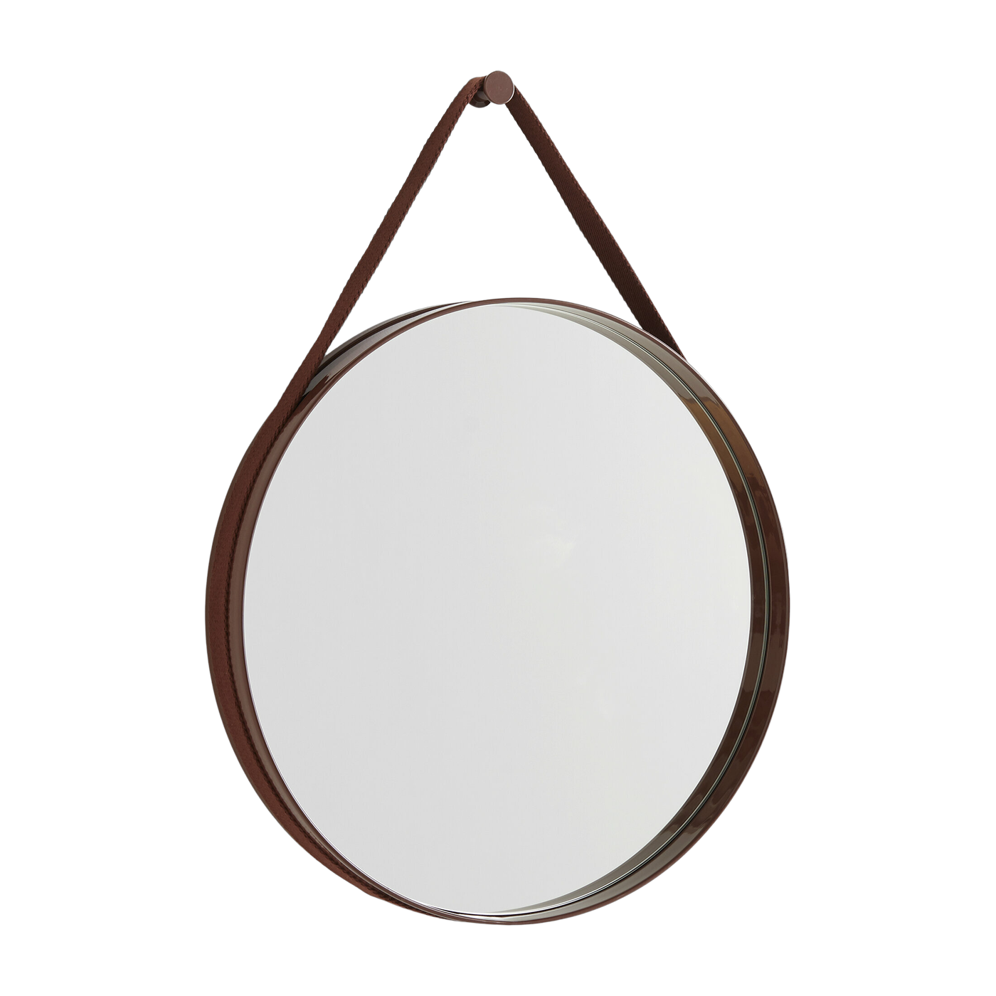 Espejo redondo de acero marrón oscuro de 50 cm Strap - Hay