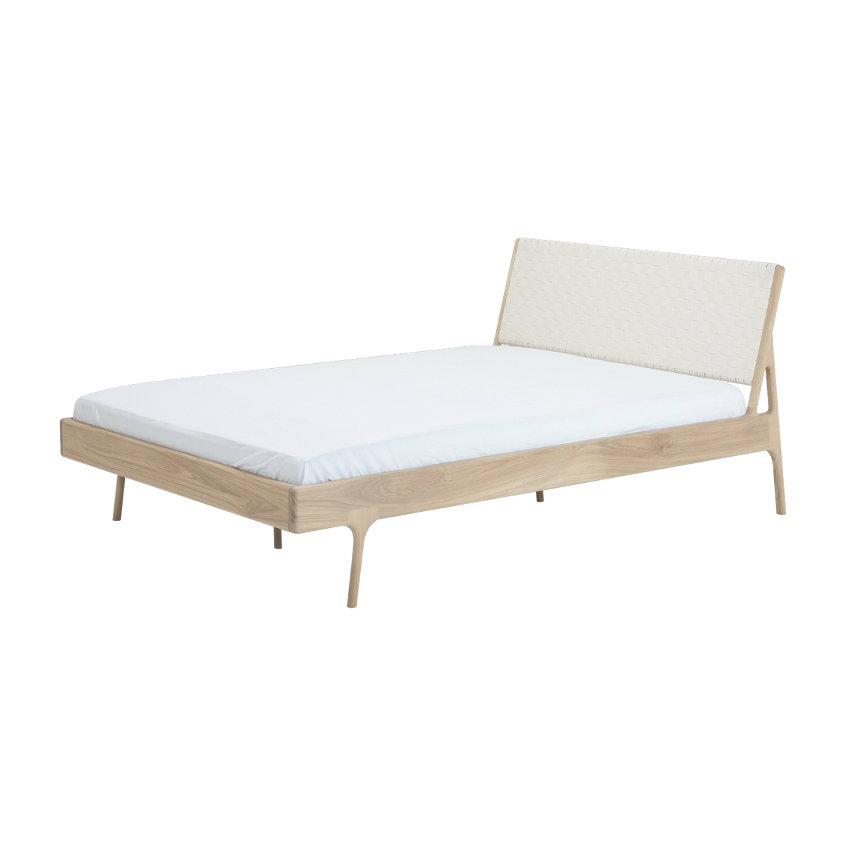 Letto in rovere oliato e cotone intrecciato 180 x 200 cm Fawn - Gazzda