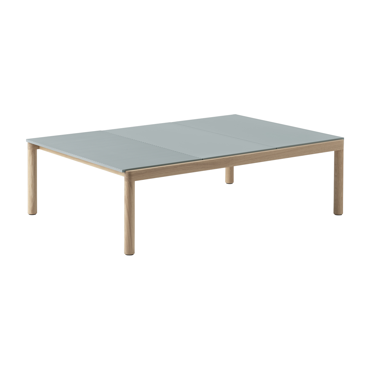 Table basse en grès bleu pâle wavy et chêne naturel 85 x 120 cm Couple - Muuto