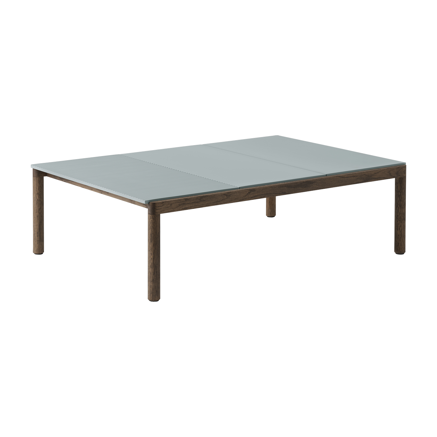 Table basse en grès bleu pâle wavy et chêne foncé 85 x 120 cm Couple - Muuto