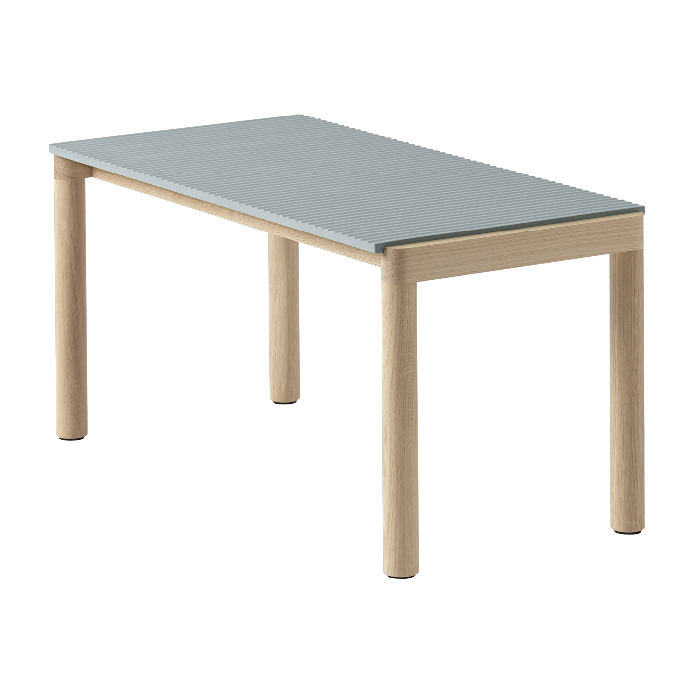 Table basse en grès bleu pâle wavy et chêne naturel 85 x 40 cm Couple - Muuto