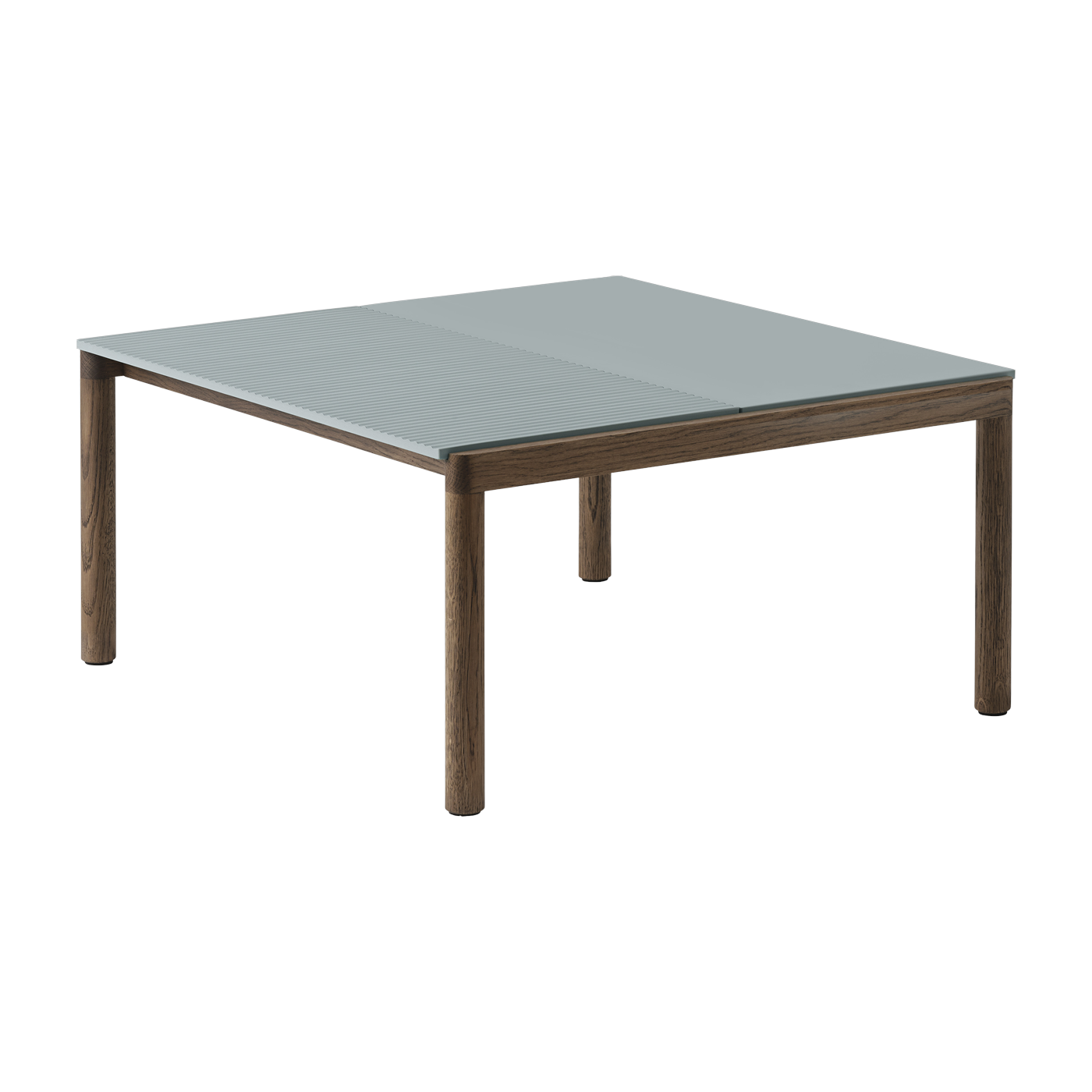 Table basse en grès bleu pâle wavy et chêne foncé 85 x 80 cm Couple - Muuto